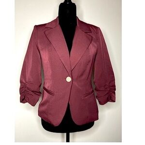 Hollywould scrunched sleeve blazer burgundy M